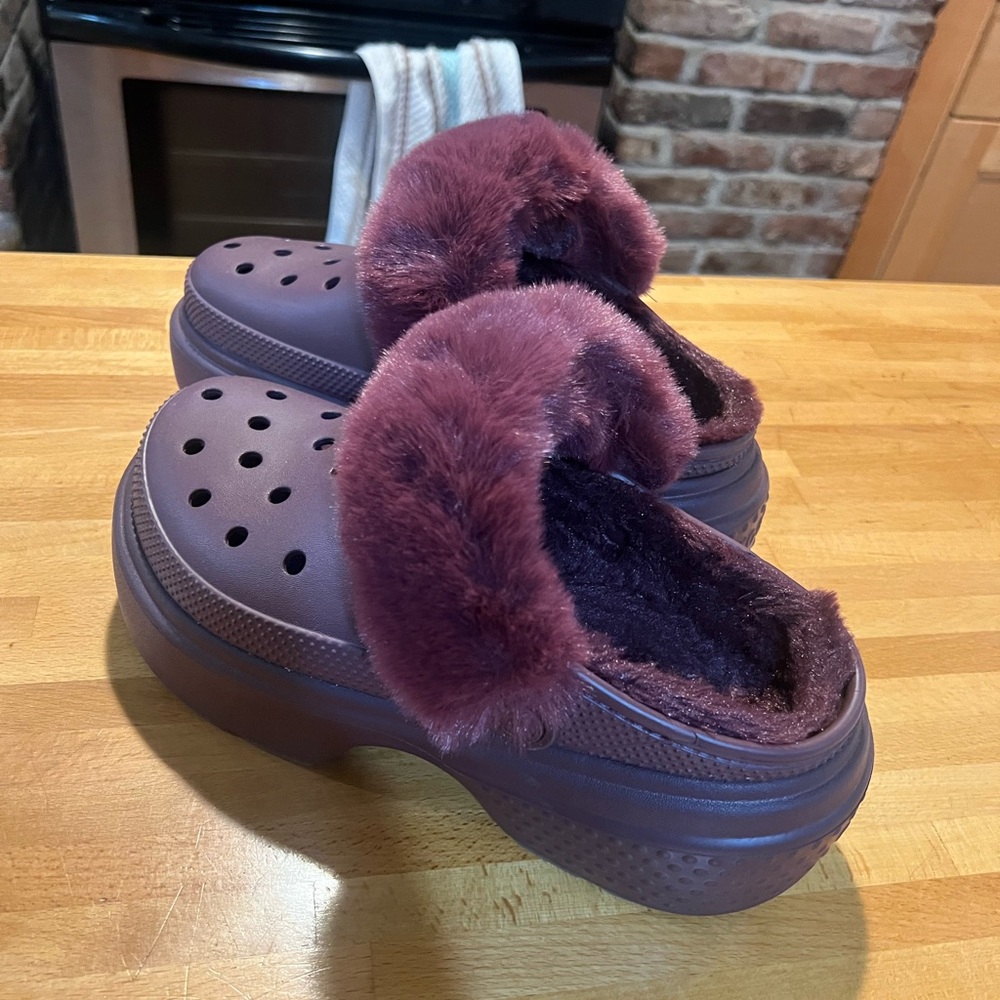 Fuzzy Crocs (with platform sole)